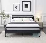 ZUN Industrial Platform Queen Bed Frame/Mattress Foundation with Rustic Headboard and Footboard, Strong D22676093