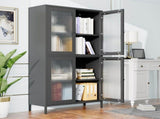 Classic Metal Storage Display with 4 Glass Doors 4 Shelves Bookcase Side W2378P176270