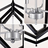 12-Light Farmhouse Kitchen Chandeliers, Matte Black and Sliver Vintage Rustic Cage Light Fixture W1592P210149