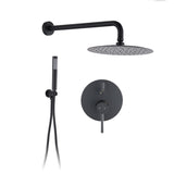 Wall Mounted Round Shower Combo Set with 10" Rain Shower head and Handheld Shower Head Set with W121957633