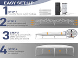 10'x20' Instant Pop Up Canopy Tent White, No Sidewalls Design, 28/22mm Powder Coated Steel Frame, 94300314