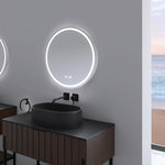 ZUN 24 in. White Framed Dimmable Anti-Fog LED Bathroom Vanity Mirror W716P233471