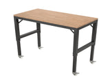 48" Heavy-Duty Adjustablebench for Garage, Rubber Wood Shop Table with Metal Wheels, Hardwood 13436903