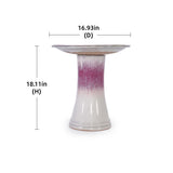17'' Ceramic Bird Bath for Outside, Elegant Tall Outdoor Bird Bath, Lightweight Pedestal Glazed W3273P322556