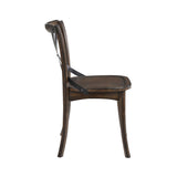 Set of 2 "X" Metal Back Side Chairs, Dark Oak and Black B016P314477