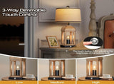 Table Lamp for Living Room, Farmhouse Set of 2 with USB AC and Nightlight, 26" Rustic Bedside W3355P323265