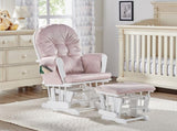 Mason Glider and Ottoman White Wood and Pink Fabric B02263776