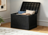 25 Gallon Outdoor Deck Box, Weatherproof PP Storage Chest with Rattan Texture, Lockable Patio 23182886