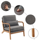 Oak Armrest Oak Upholstered Single Lounge Chair Indoor Lounge Chair Dark Grey 17272557