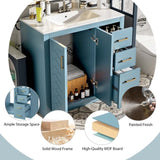 36'' Bathroom Vanity with Ceramic Sink Combo, Solid Wood Frame Bathroom Storage Cabinet, N710P243327M