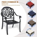 ZUN Cast Aluminum Patio Dining Chair 4PCS With Black Frame and Cushions In Random Colors W1710P166052