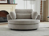 42''W Swivel Accent Chair With 2 Thorw Pillows 360 Degree Swivel Round Sofa Modern Oversized Chair W1298P199186