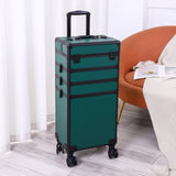 ZUN 4-in-1 Draw-bar Style Interchangeable Aluminum Rolling Makeup Case-Dark Green 71811920