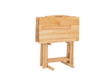TV Tray Table Set, 3-Piece with 2 Folding Rubberwood Trays and Storage Rack, Natural 40772701
