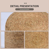 75805950)Ottoman Poof, Natural Seagrass Poufs, Hand Weave Round Footstool, Pouffe Accent 42242531