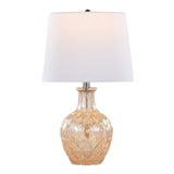 Gloria Round 20" Contemporary Glass Accent Lamp in Clear Champagne Lustre Glass, Chrome Metal and B202P224028