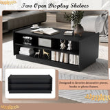 U-Can Modern Rectangle Coffee Table 4 Drawers and 2 Display Shelves, 47.2" Wood Coffee Table N724P286421B