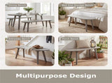 43 Inch Farmhouse Style Gray Wooden Bench, Scratch-Resistant Waterproof Dining Room Bench for 2 99405243