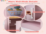 Pink Dual-Sided Kids Play Kitchen with Water Dispenser and Range Hood for 3 Years Old 10932704