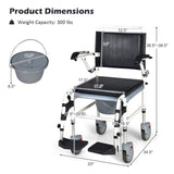 4-in-1 Multifunctional Commode Chair/ Shower/Wheelchair/Normal Chair, 4-Level Height Adjust 42944991