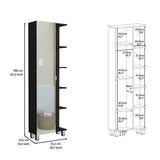Urano Mirror Linen Cabinet, Four Interior Shelves, Five External Shelves -Black B20091992