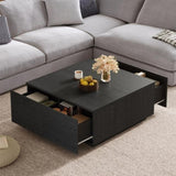 33.25" Square Coffee Table with 4 Drawers, Black N735P277298B