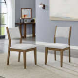 Darla Set of 2 Walnut Oak Dining Side Chairs with Light Gray Fabric B061P353761