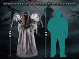 5.7ft Halloween Weeping Angel Decoration with Red Light-Up Eyes, Sound-Activated Trembling, Turning 88249103