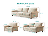 Living Room Sofa Single Seat Chair with Wood Leg Beige Fabric W109747328