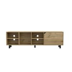 ZUN Conquest Tv Stand for TV´s up 70", Four Open Shelves, Five Legs, Light Oak B097132942