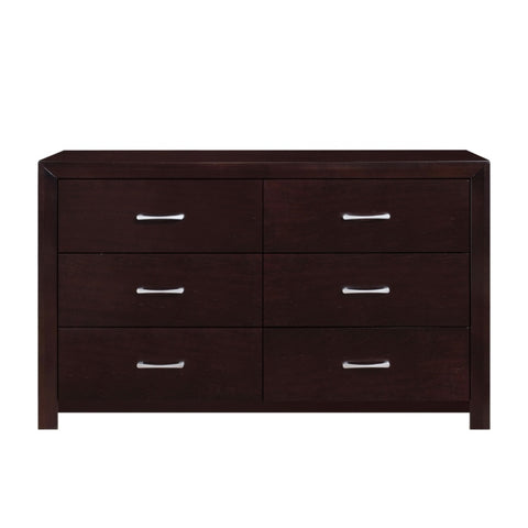 ZUN Espresso Finish 1pc Dresser of 6x Drawers Silver Tone Bar Pulls Contemporary Design Bedroom B01165905