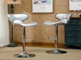 Masaccio Upholstery Airlift Adjustable Swivel Barstool with Chrome Base, Set of 2, Silver T2574P164837