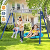 ZUN Kids Metal Swing Set for Backyard Outdoor Playground Two Functional Swing Set For Kids Outdoor W1262P168481