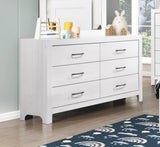 Modern White Finish 1pc Dresser of 6x Drawers Black Hardware Wooden Bedroom Furniture B011P146408