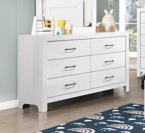 ZUN Modern White Finish 1pc Dresser of 6x Drawers Black Hardware Wooden Bedroom Furniture B011P146408