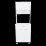 ZUN Bay Area Pantry, Two Door Cabinets, One Drawer, Four Adjustable Metal Legs B128P148867