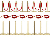 8PCS Velvet Ropes and Posts, 5 ft/1.5 m Red Rope, Stainless Steel Gold Stanchion with Ball Top, Red W3280P326568