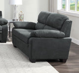 Comfortable Plush Seating Loveseat 1pc Dark Gray Textured Fabric Channel Tufting Solid Wood Frame B011122283
