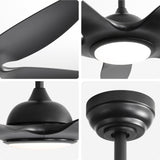 ZUN 48 Inch Ceiling Fan with Dimmable LED Light and Remote Control, 5 ABS Blades DC Motor Black W934P211114