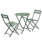 ZUN 3 Piece Patio Bistro Set of Foldable Round Table and Chairs, Dark Green W1586P143161