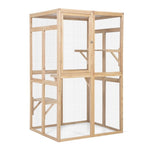 ZUN Wooden Cat Catio, Outdoor Cat Enclosure, Cat House with Platforms, Sunshine Board, Hammock, Door, W2181P191345