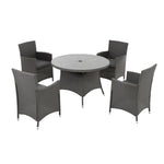 ZUN 5 Piece Outdoor Dining Set All-Weather Wicker Patio Dining Table and Chairs with Cushions, Round 25238581