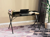 Computer Desk, X-Shaped Metal Legs Gaming Desk with Pegboard & Raised Baffle, Glossy MDF 48156844