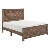 Rustic Brown Finish Contemporary Queen Size Panel Bed Wooden Bedroom Furniture 1pc, Bed in a Box B011P250471