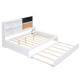 Full Size Daybed with Storage Shelves, Blackboard, Cork board, USB Ports and Twin Size Trundle, 90546744