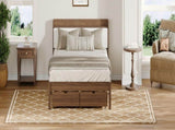 Full Size Bed with Storage Drawers, Upholstered Headboard, Solid Wood Slat Support, No Box Spring W5767P517426