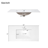 36" White Bathroom Vanity with Ceramic Sink, Soft-Close Doors, Double Storage Shelves & Divided N729P276609K