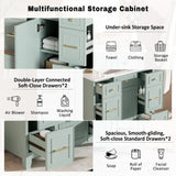 36" Green Bathroom Vanity with Ceramic Sink, Soft-Close Doors, 2 Double-Layer & 2 Standard Drawers, N729P257304F