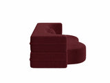 Modern Floor Sofa with 2 Pillows,Convertible Teddy Fabric Foam-Filled Sleeper Sofa Bed,15" Full Size W1885P308173