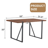Industrial Rectangular Walnut Color Wood Grain Dining Table for 4-6 people with 1.5 inch thick W1151P209830